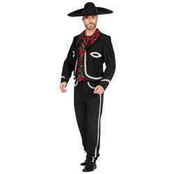 Metamorph Kostüm Mariachi Kostüm für Männer, Authentisches Kostüm für mexikanische Musiker oder den Dia de Muerto schwarz XXL