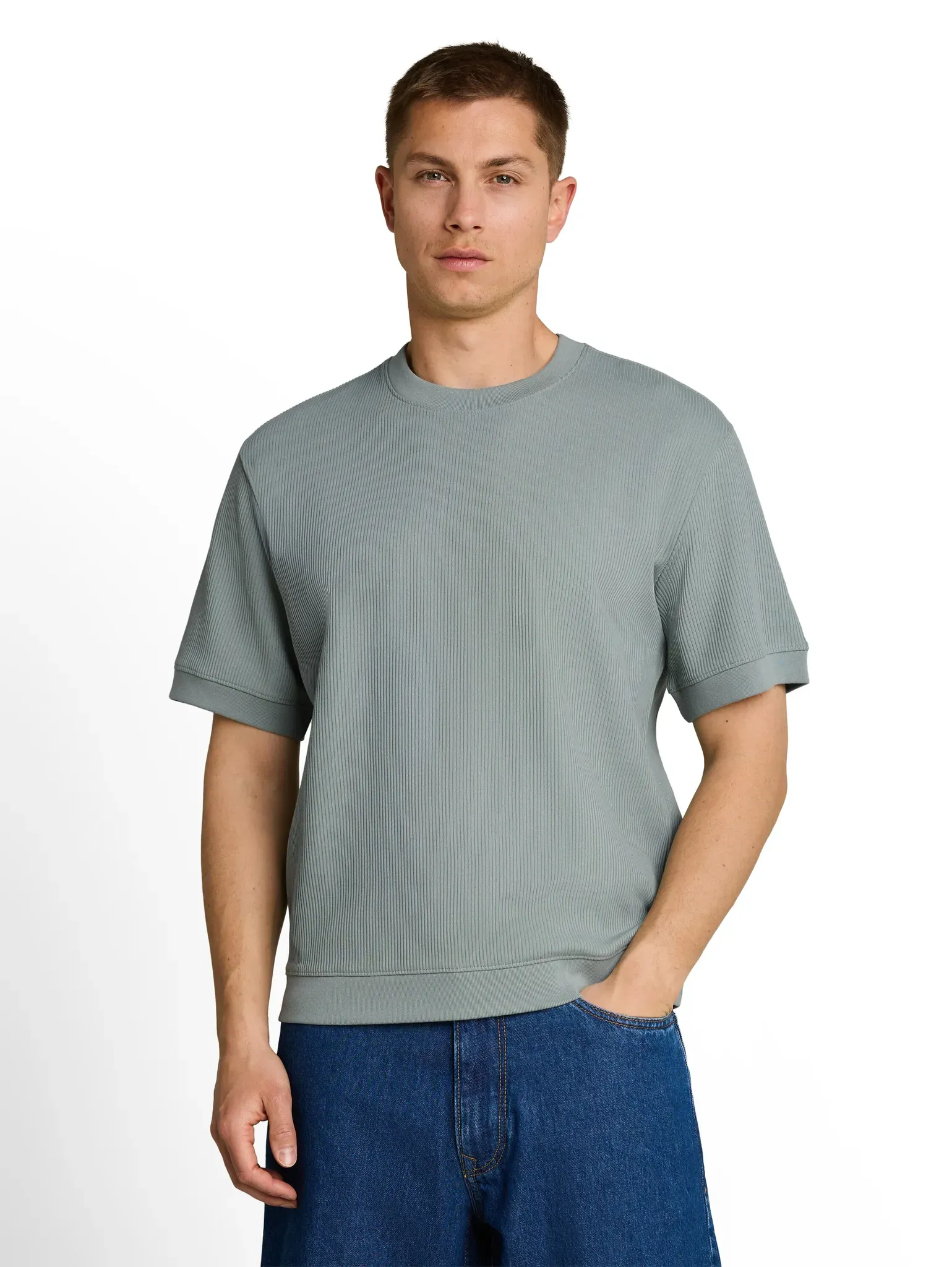 Sweatshirt TOM TAILOR DENIM, Herren, Gr. M, grün mist, Sweatware, Obermaterial: 100% Baumwolle, Rundhals, Sweatshirts Sweatshirt
