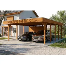 SKANHOLZ Doppelcarport Friesland 5,46 x 7,08 m nussbaum inkl. Abstellraum