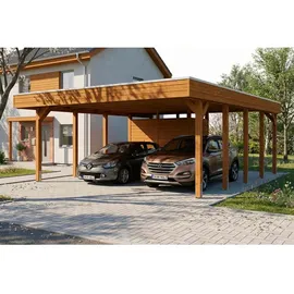 SKANHOLZ Doppelcarport Friesland 5,46 x 7,08 m nussbaum inkl. Abstellraum