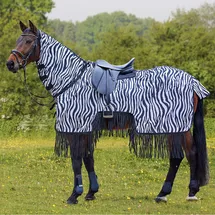 Waldhausen Fliegenausreitdecke Zebra mit Fransen 155 cm M Schwarz/Weiß