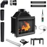 Kamineinsatz Gusseisenkamin KRATKI MAJA 8kW Durchmesser Bausatz Ø 200 - Schwarz
