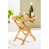 GartenHero Tablettständer Teak klappbar Holz Servierwagen Tabletttisch Beistelltisch Tisch