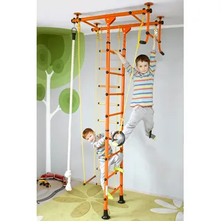 NiroSport FitTop M1 Indoor Klettergerüst für Kinder Sprossenwand für Kinderzimmer Turnwand Kletterwand, kinderleichte Montage, max. Belastung bis ca. 130 kg (Orange)