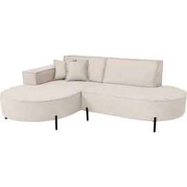 WFL GROUP Ecksofa Hana Loft 3-Sitzer Ecke Links Cordstoff Chenille, Creme 241/80/168 cm