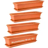 2 friends 4er Set Pflanzkübel rechteckig 60 cm Blumenkasten Balkon Blumenkübel terracotta
