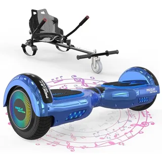 MEGA MOTION 6.5 Hoverboard mit sitz hoverkart GO-Kart für Kinder mit LED Leuchten & Bluetooth Musik Skateboard - Blau/Gelb