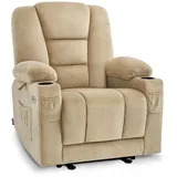 MCombo Relaxsessel 7008 Stoff 90 x 105 x 94 cm Beige mit Liegefunktion, elektrisch, Massage- und Wärmefunktion