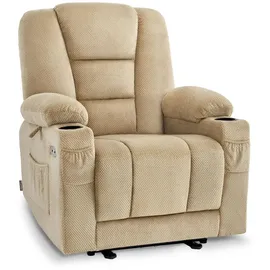 MCombo Relaxsessel 7008 Stoff 90 x 105 x 94 cm Beige mit Liegefunktion, elektrisch, Massage- und Wärmefunktion