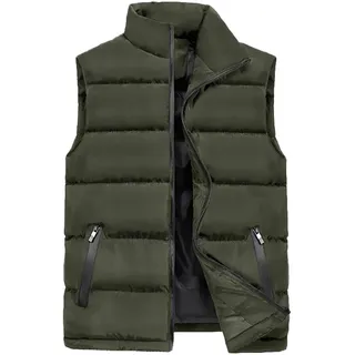 Herren Outdoor Gesteppte Weste Puffer Weste Winter Gepolstert Ärmellose Jacken Stehkragen Daunenmantel Reißverschluss Ärmellose Jacke für Freizeit Arbeit Reisen Outdoor