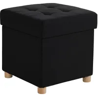 Relaxdays Hocker mit Stauraum Polyester 38 x 38 x 38 cm Schwarz