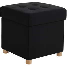 Relaxdays Hocker mit Stauraum Polyester 38 x 38 x 38 cm Schwarz