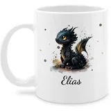 Tasse Tassen 325ml - Süßer Kleiner Drache mit Namen I Nachtdrache I Dragon I Drachen I Drachenzähmen - 325 ml - Weiß - kaffe name drachenmotiv personalisierte und schwarzer dragons henkelbecher