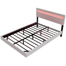 Juskys Schwebebett Lissabon - Schwebendes Design, Integrierte LED-Beleuchtung - weiß