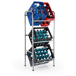 EASYmaxx Getränkekisten-Regal Metall 127x50x34cm silber für 3 Kisten