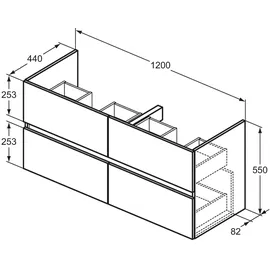 Ideal Standard Eurovit+ 4 Auszüge 120 x 44 x 55 cm Grau