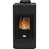 STUFE A PELLET ITALIA Super 12 KW 5 Sterne | Pelletöfen mit Belüftung Zertifizierte Effizienz 91% Heizt 120m2 Autonomie 15 Sdt Programmierbar 5 Kräfte 24 Monate Garantie Schwarz