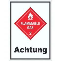 Aufkleber Entzündliche Gase Achtung Flammable Gas Flamme A4 (210x297mm)