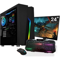 SYSTEMTREFF Basic Gaming Komplett PC Set AMD Ryzen 7 5700G 8x4.6GHz | AMD Radeon RX Vega 8 4K HDMI DX12 | 512GB M.2 NVMe | 16GB DDR4 RAM | WLAN Desktop Paket Computer für Gamer, Gaming