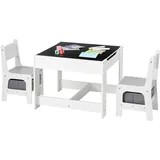 Vevor Kindertisch mit 2 Stühlen & Stoffaufbewahrungsbox unter den Stühlen, Maltisch Set zum Lesen Lernen Zeichnen Schreiben, Kindersitzgruppe Kindertagesstätte, Basteltisch Spieltisch Schreibtisch