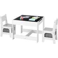 Vevor Kindertisch mit 2 Stühlen & Stoffaufbewahrungsbox unter den Stühlen, Maltisch Set zum Lesen Lernen Zeichnen Schreiben, Kindersitzgruppe Kindertagesstätte, Basteltisch Spieltisch Schreibtisch