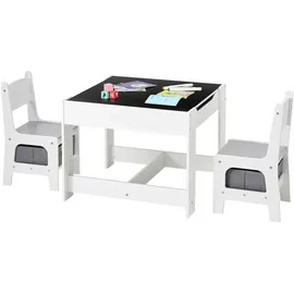 Vevor Kindertisch mit 2 Stühlen & Stoffaufbewahrungsbox unter den Stühlen, Maltisch Set zum Lesen Lernen Zeichnen Schreiben, Kindersitzgruppe Kindertagesstätte, Basteltisch Spieltisch Schreibtisch
