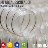 100 mm Absaug Ansaug Spiral Flex Staub Holz Metall Spü¤ne Schlauch Absauganlage - Wandstü¤rke 0,4 mm P