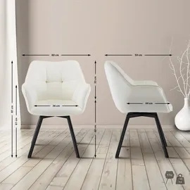 CLP 2er Set Esszimmerstuhl Jordi Samt creme