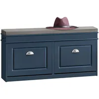 SoBuy Schuhbank Blau, Holzwerkstoff, 104x52x24 cm, Garderobe, Garderobenbänke, Schuhbänke