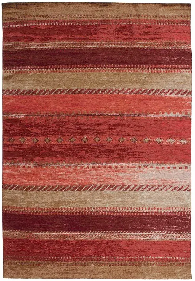 Kurzflor Teppich in Rot und Beige Vintage Design
