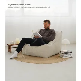 mokebo Sitzsack Sessel mit Hocker aus Cord Der Lümmel XXL Sitzsack, Cord Sessel oder Sitz Sessel in Grau