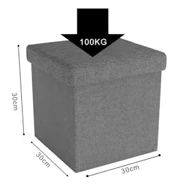 Intirilife Faltbare Sitzhocker 30x30x30 cm in FELS GRAU - Sitzwürfel mit Stauraum und Deckel aus Stoff mit Mulden - Sitzcube Fußablage Aufbewahrungs