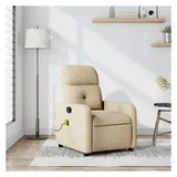 vidaXL Massagesessel Creme Polyester 144 x 77,5 x 0 cm Beige mit Fernbedienung