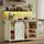 VASAGLE Barschrank, mit Steckdosenleiste, Sideboard mit sprachgesteuerter LED-Beleuchtung, Schiebetüren, S-Haken, Weinglashalter, Flaschenhalter, vintageweiß-honigbraun LSC201WJ02