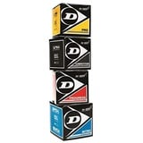 DUNLOP MIXPACKUNG Squashbälle 4Stück Blau Gelb Rot Squasbhall