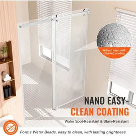 Vevor Rahmenlose Duschtür Schiebetür für Duschabtrennung 1474-1499 x 1905 mm, Dusch-glasschiebetür mit 8 mm klarem Hartglas, wasserdicht bruchsicher, schmutzabweisend, mit Edelstahlbeschlägen