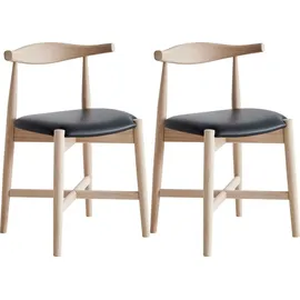 Hammel Furniture Findahl Holzstuhl Leder Beige/Schwarz
