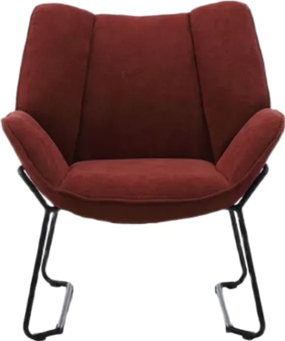CHAIRUS Chenille-Sessel für Wohnzimmer, gepolsterter Sessel, Einzelsessel, Akzentsessel mit Metallbeinen (Rot)