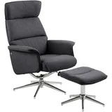 Recliner-Sessel ALURA - grau - chromfarben - mit Hocker Sessel Cocktailsessel