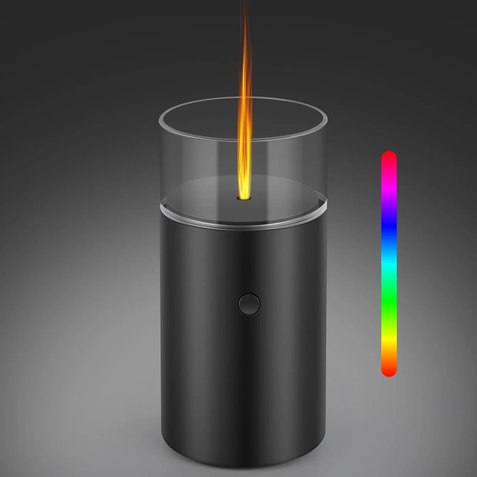 Aroma Diffuser mit Flammen-Effekt, Weinsamkeit 60ml Kabelloser Ultraschall Luftbefeuchter, 7-Farben Licht, Leise & Automatische Abschaltung, Tragbarer Cool Mist Humidifier für Auto, Büro & Yoga