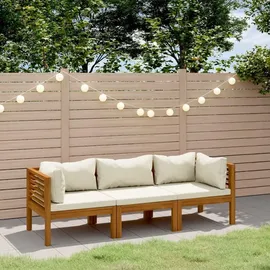 vidaXL Akazienholz Loungesofa 3-Sitzer creme
