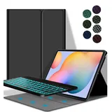 YGoal Tastatur Hülle für Galaxy Tab A7 Lite, QWERTZ Layout Ultra-Dünn Hülle mit 7 Farben Hintergrundbeleuchtung Abnehmbarer Deutsches Tastatur für Samsung Galaxy Tab A7 Lite 8.7 T220/T225, Schwarz