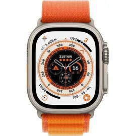 Apple Watch Ultra GPS+Cellular 49 mm Titaniumgehäuse, Alpine Loop orange L