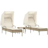 vidaXL Sonnenliege 200 x 58 x 130 cm Beige