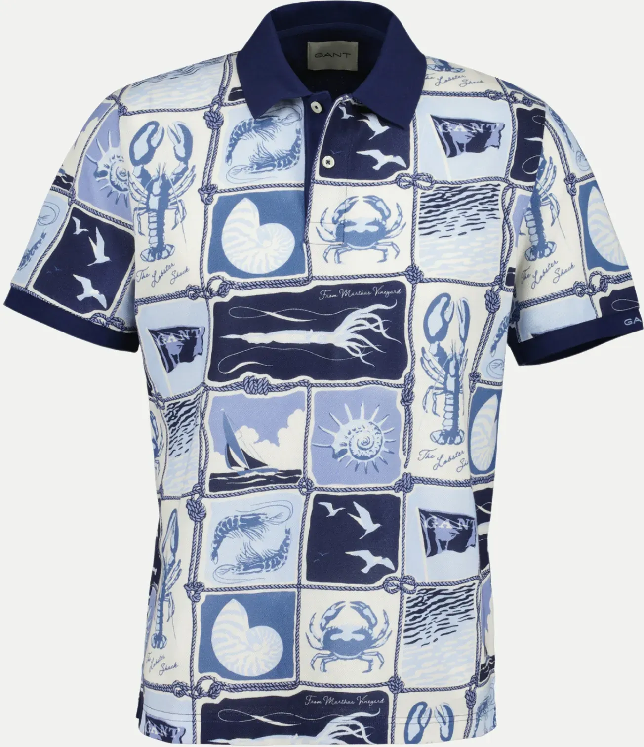 Poloshirt mit Allover-Print 409-CLASSIC BLUE L