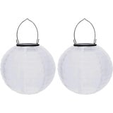 Youning Lampions Außen Wetterfest Solar LED Laterne Wasserdicht Hängende Solar Lampion für Außen 30cm Solarlaterne Outdoor Deko Nylon Papier Laterne Runde Gartenlampions Außenlaternen (2PCS/Weiß)