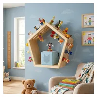 BABY VIVO Kinderregal Fünfeck aus Holz für Toniebox mit magnetischer Aufbewahrung für über 68 Tonies