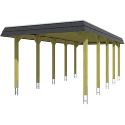 Skan Holz Walmdach Carport-345x741-schwarze Blende-nussbaum Holzcarport