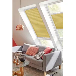 Dachfensterplissee SUNLINES "Classic Style Crepe", gelb (gelb, weiß), B:78cm H:122cm, Obermaterial: 100% Polyester, Plissees, mit Führungsschienen