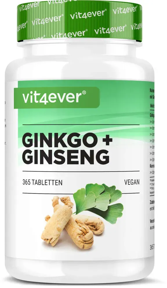 Ginkgo Ginseng Mix 8000 - Ginkgo & Ginseng Spezial Extrakt - 365 Tabletten